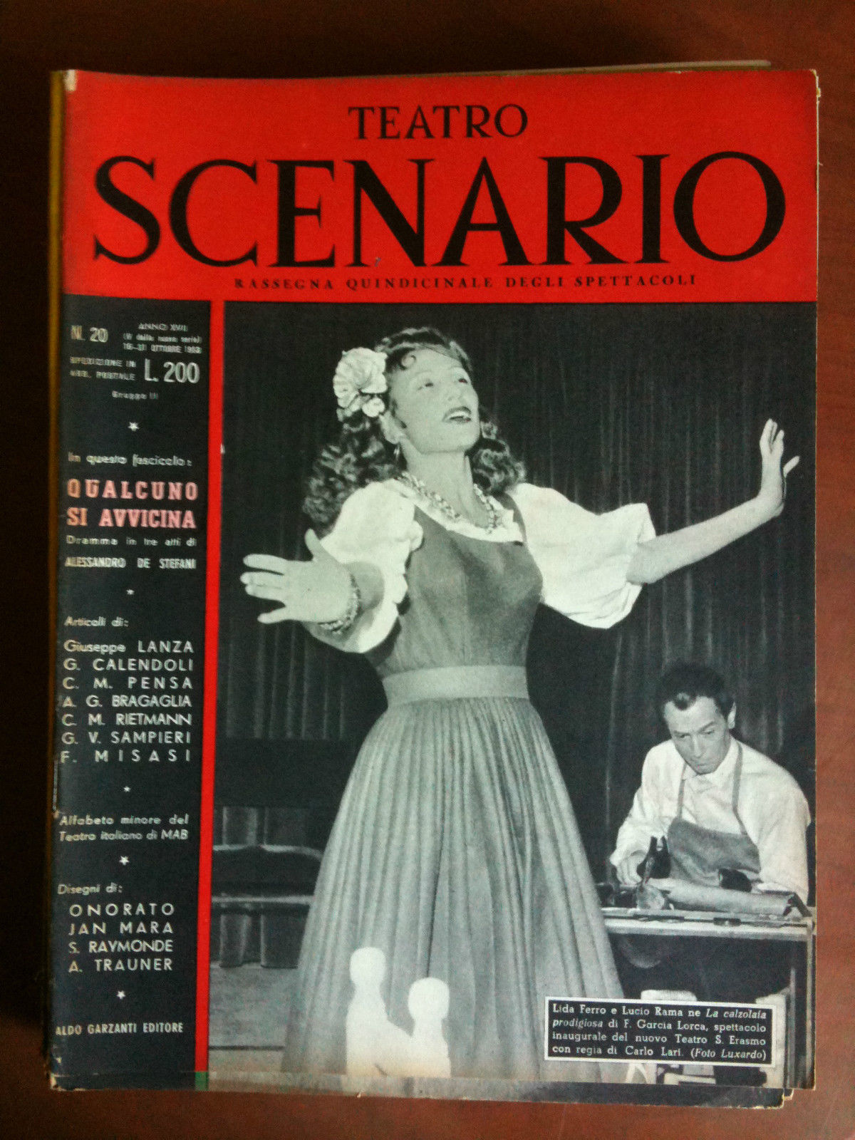 Teatro Scenario n^ 20 Anno XVII Ottobre 1953 Cover Lida …