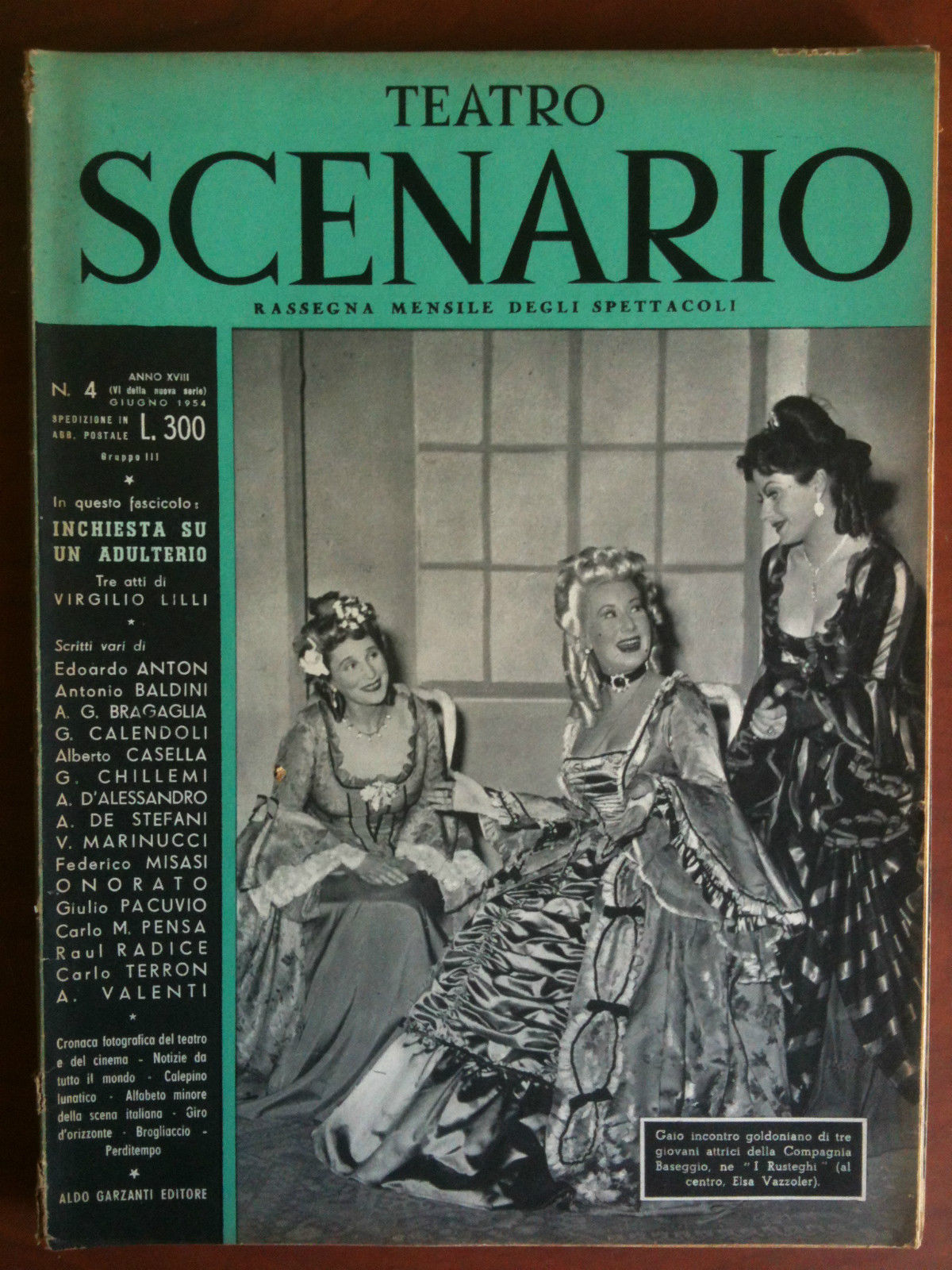 Teatro Scenario n^ 4 Anno XVIII Giugno 1954 Cover Elsa …