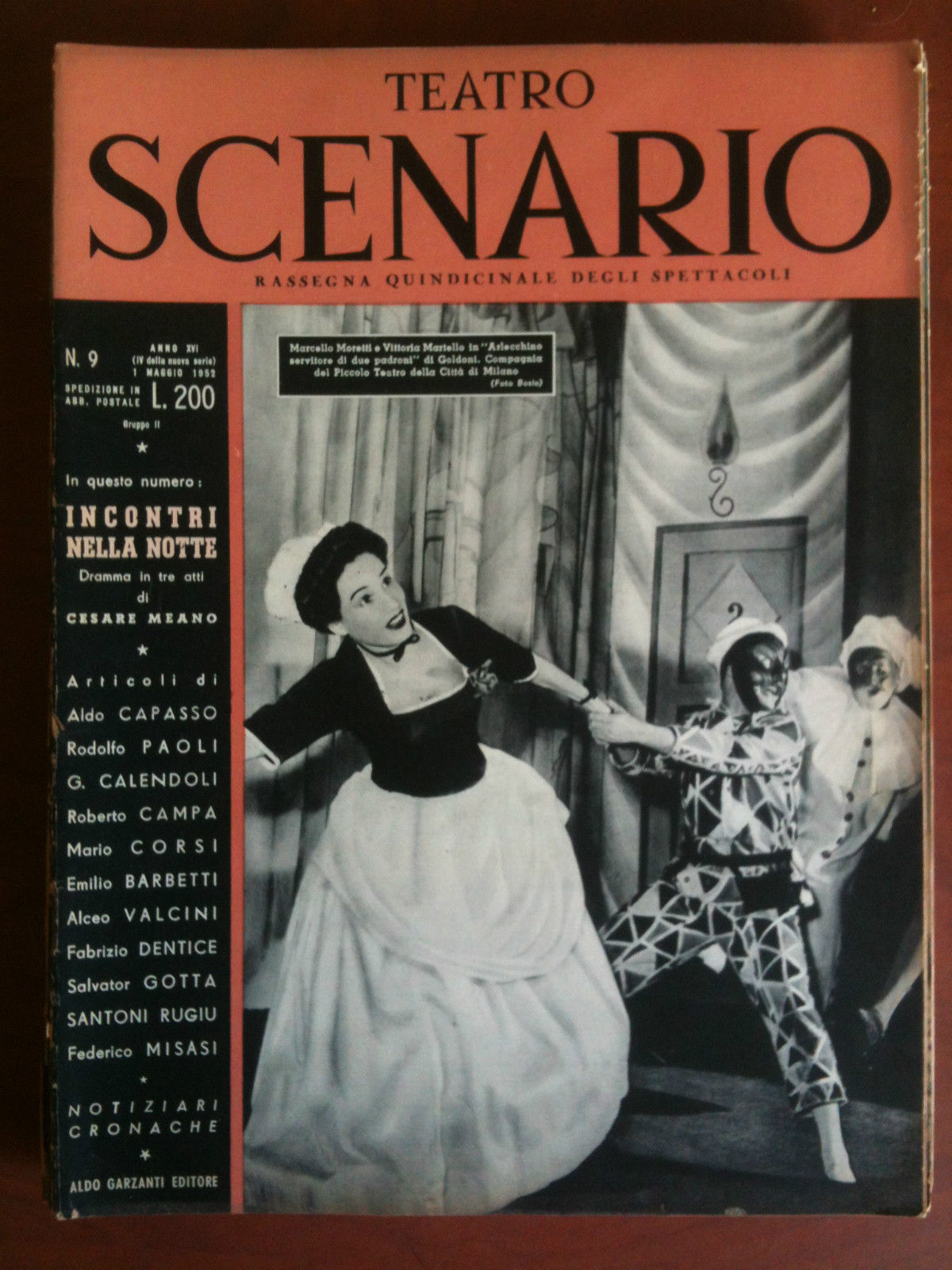 Teatro Scenario n^ 9 Anno XVI Maggio 1952 Cover Moretti …