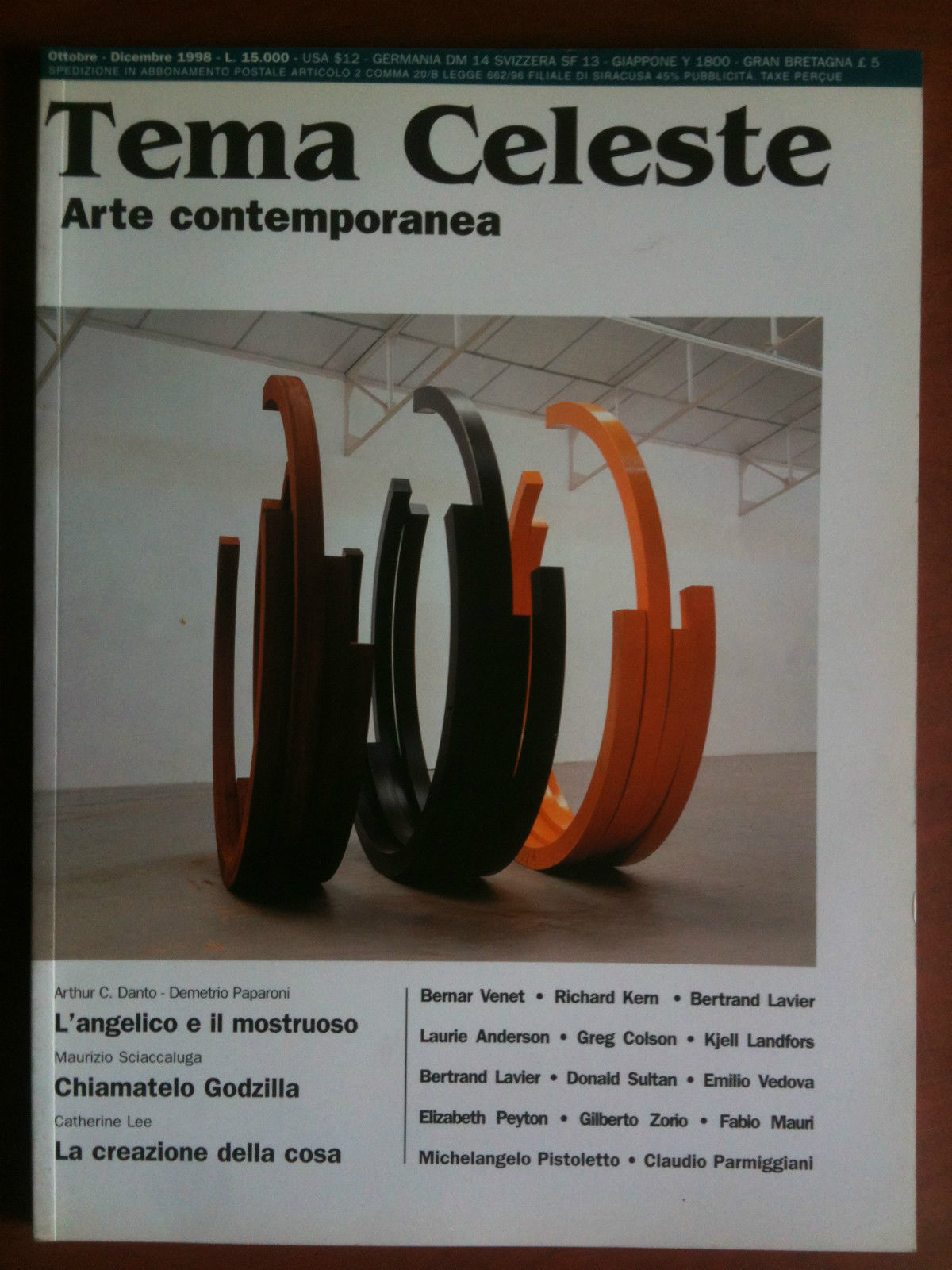 Tema Celeste arte contemporanea n^ 71 Ott/Dic 1998 Cover: Bernar …