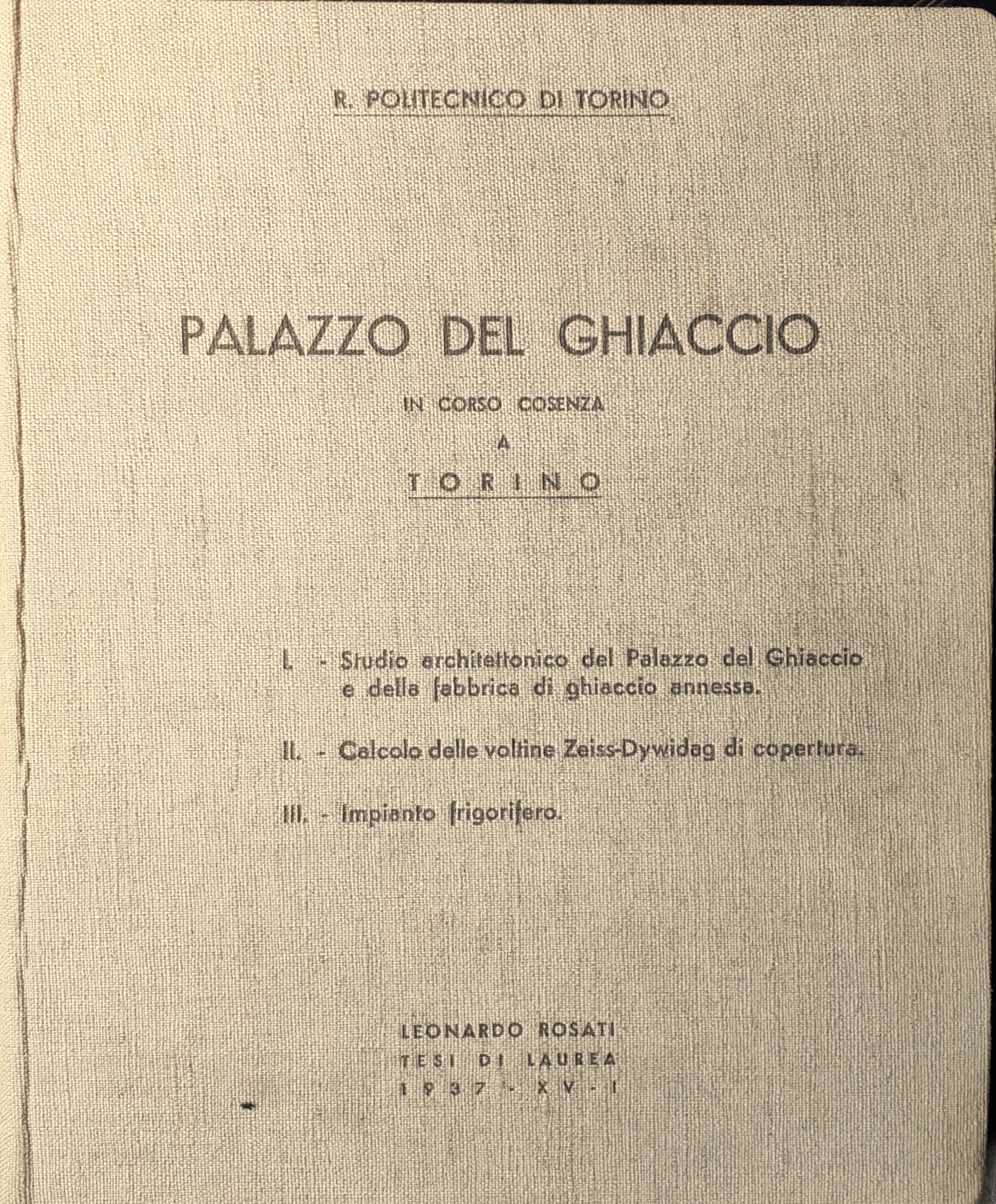 Tesi di Laurea "Palazzo del Ghiaccio in Corso Cosenza aTorino" …