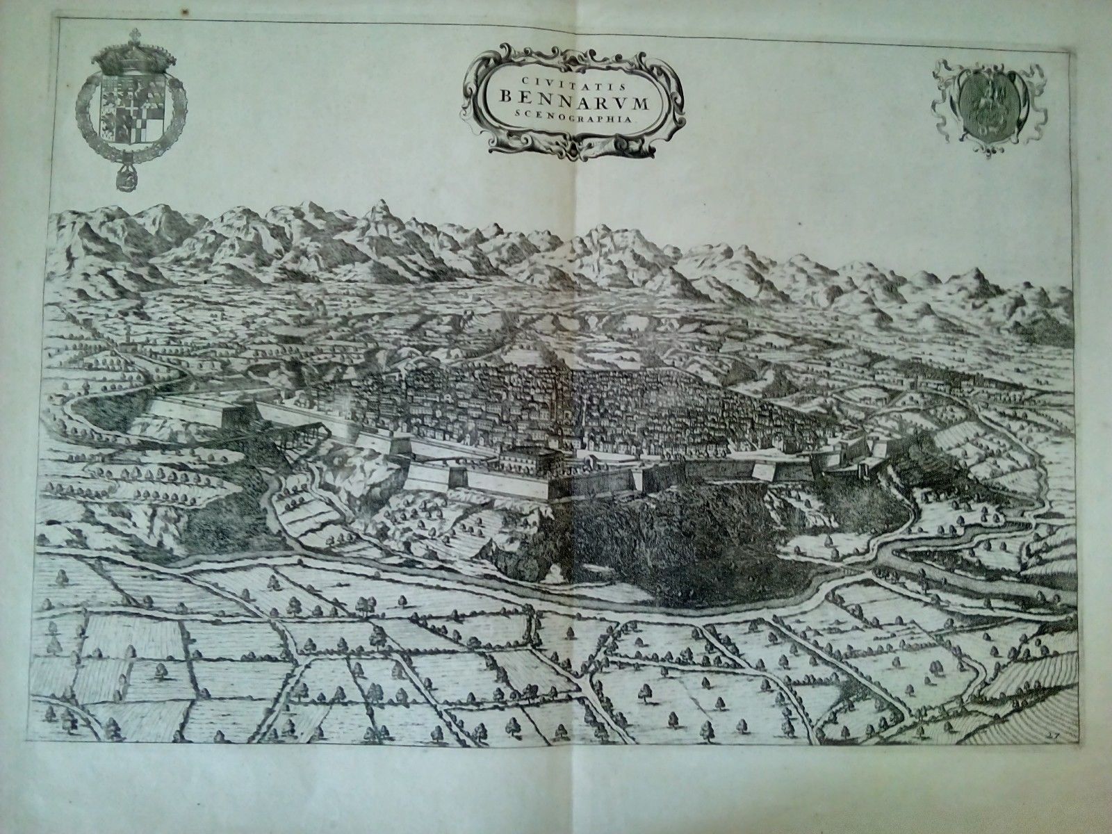 Theatrum Sabaudiae veduta di Benevagienna 1725