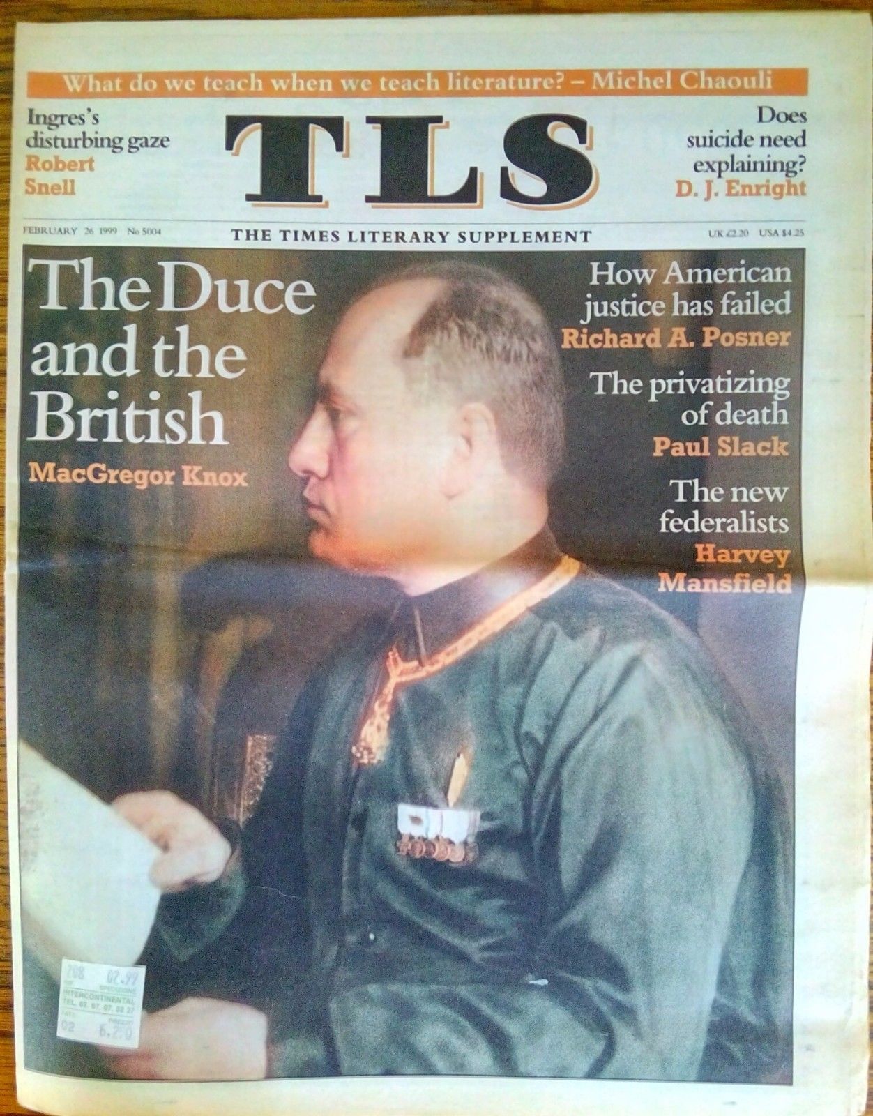 TLS The Times Literary No 5004 26 febbraio 1999