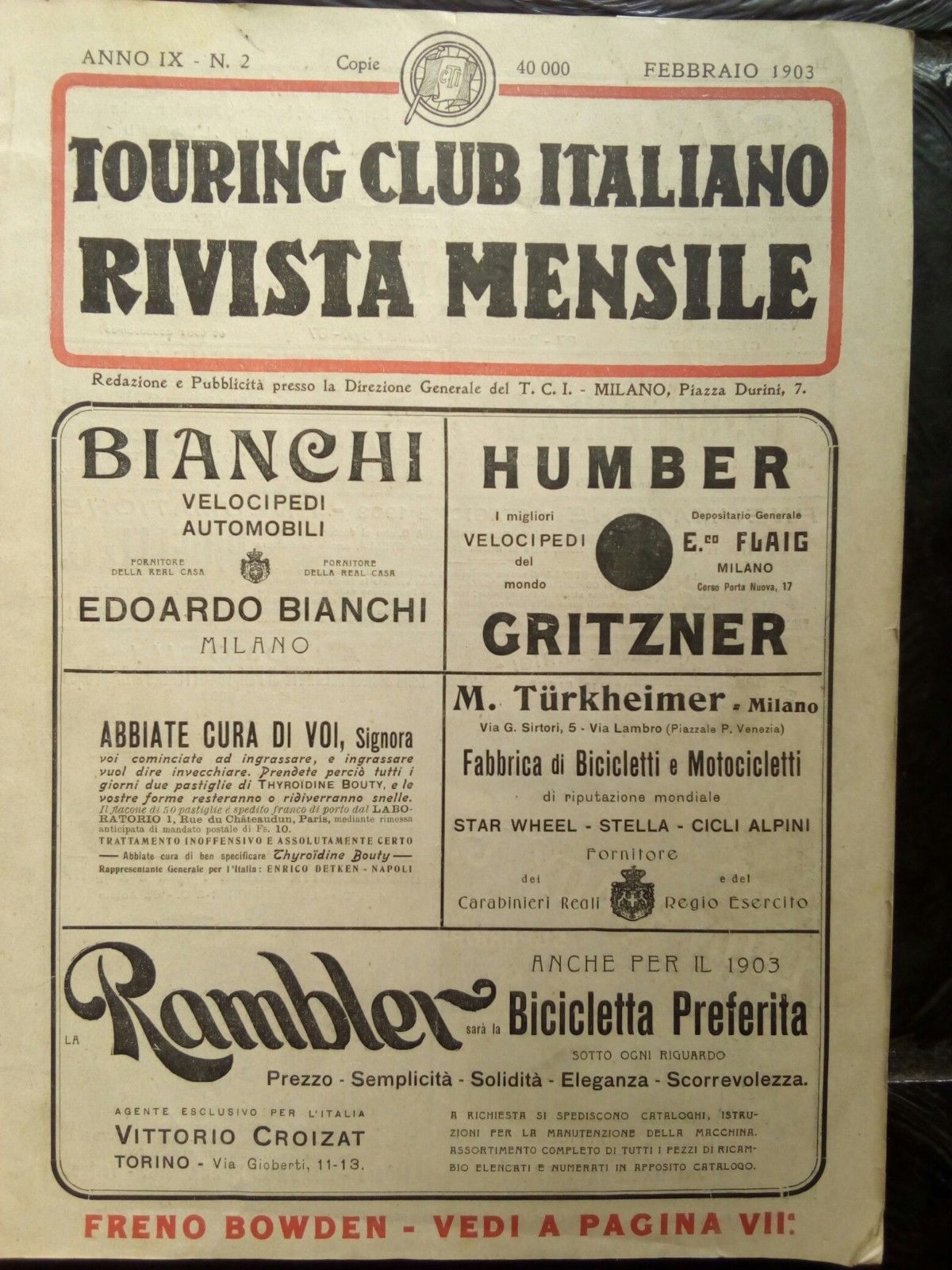Touring Club Italiano rivista febbraio 1903