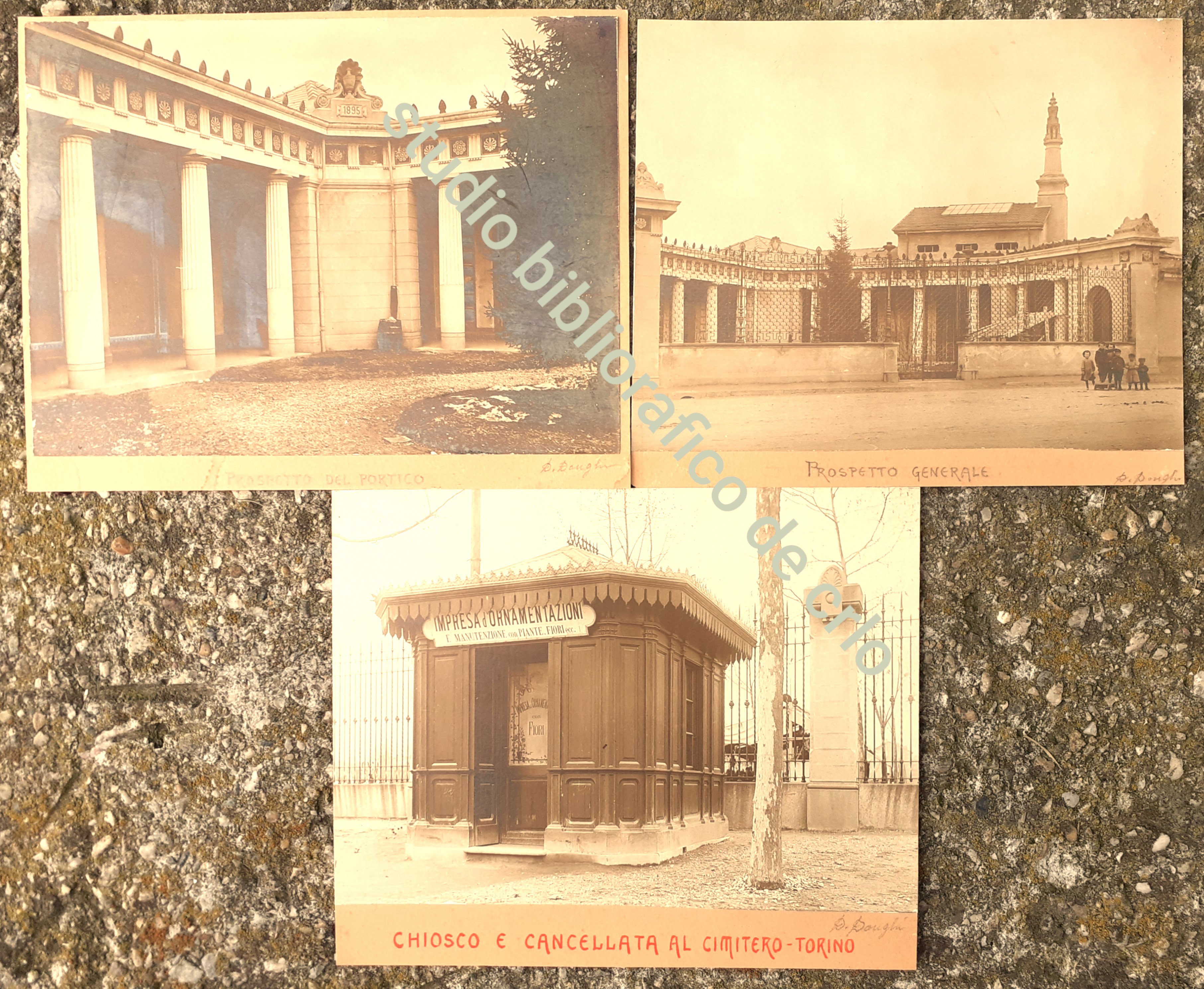 Tre fotografie originali Cimitero di Torino 1902 ca. foto dell'architetto …