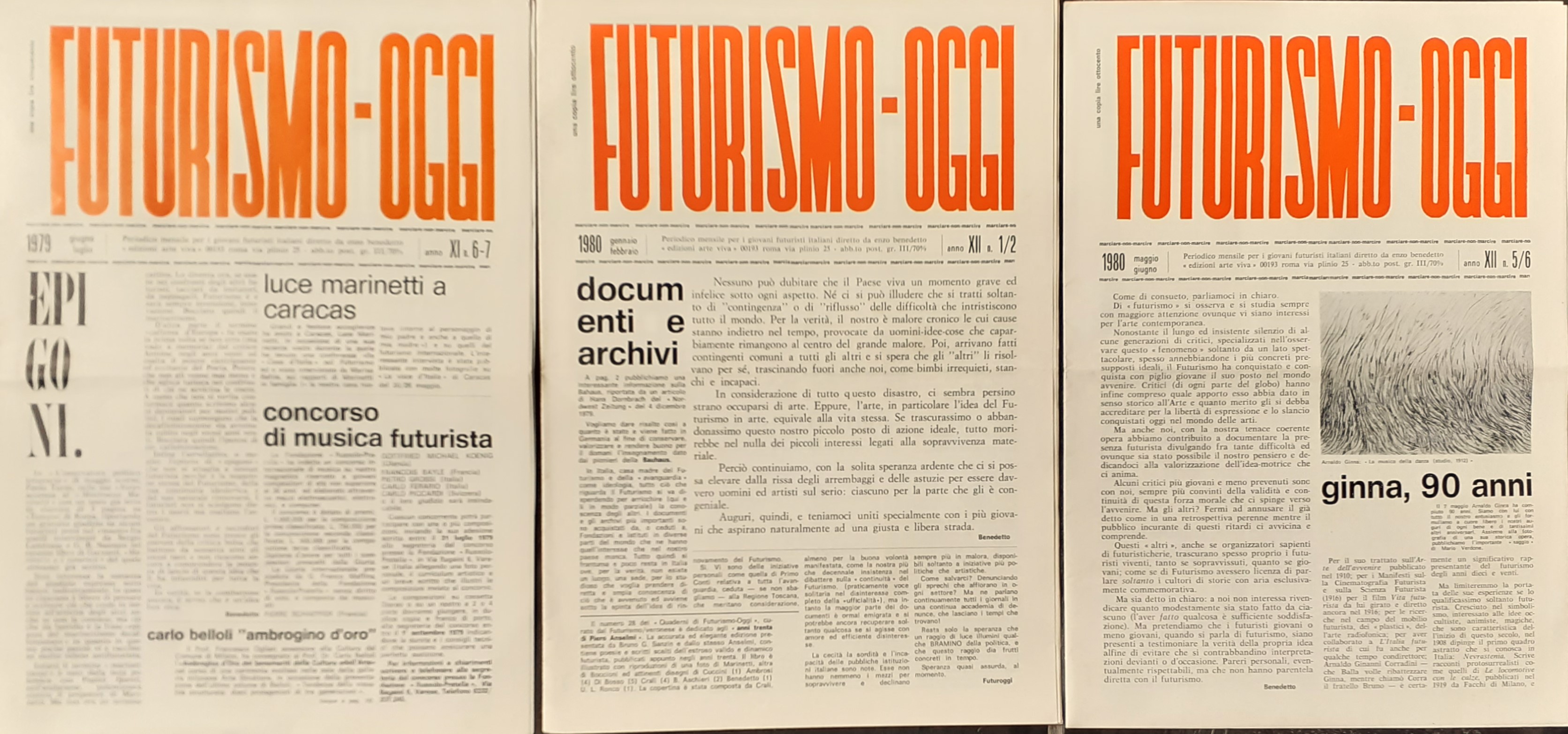 Tre riviste FUTURISMO OGGI 1979 e 1980