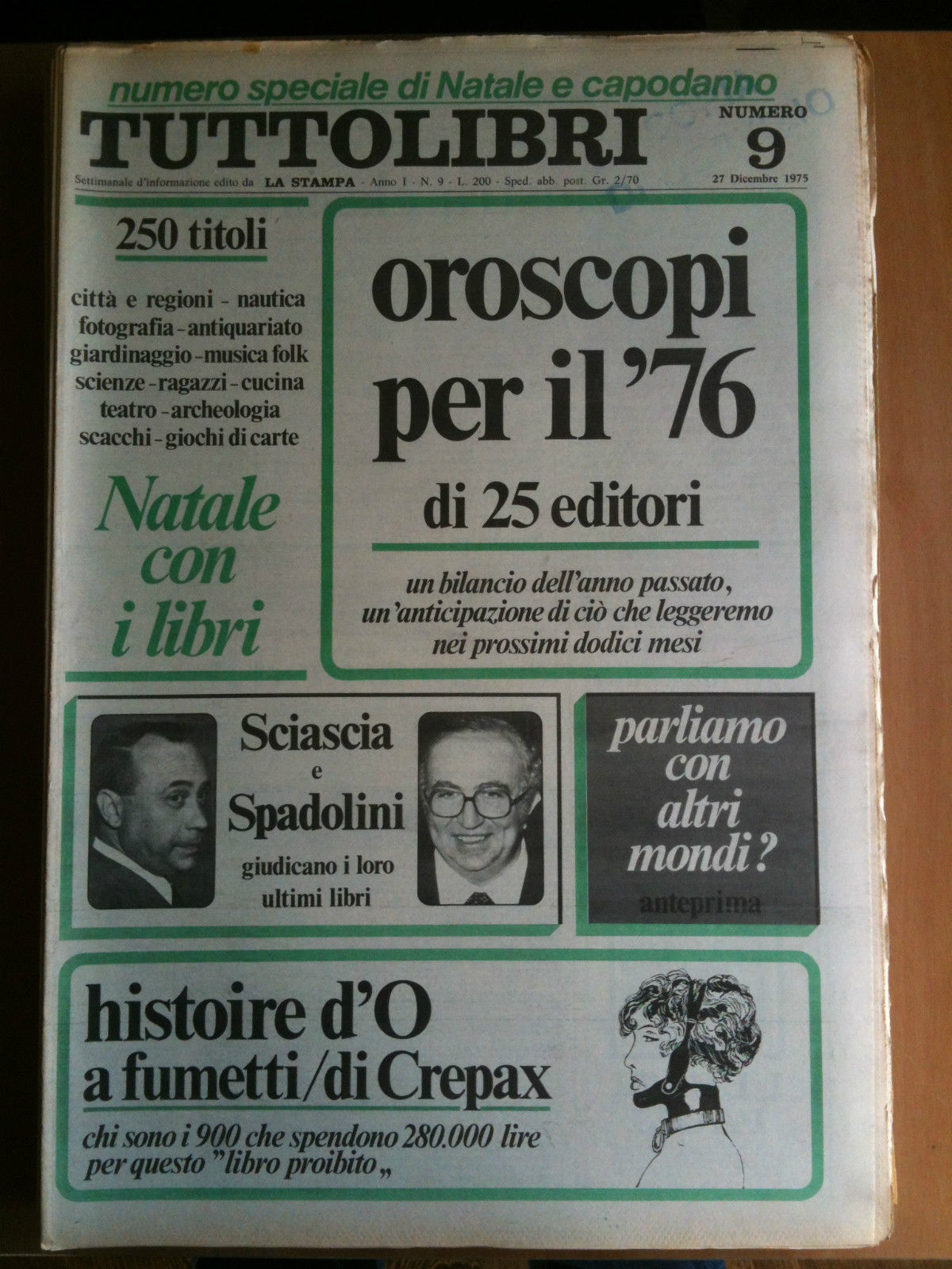 TUTTOLIBRI Anno 1 n^ 9 - 27 Dicembre 1975