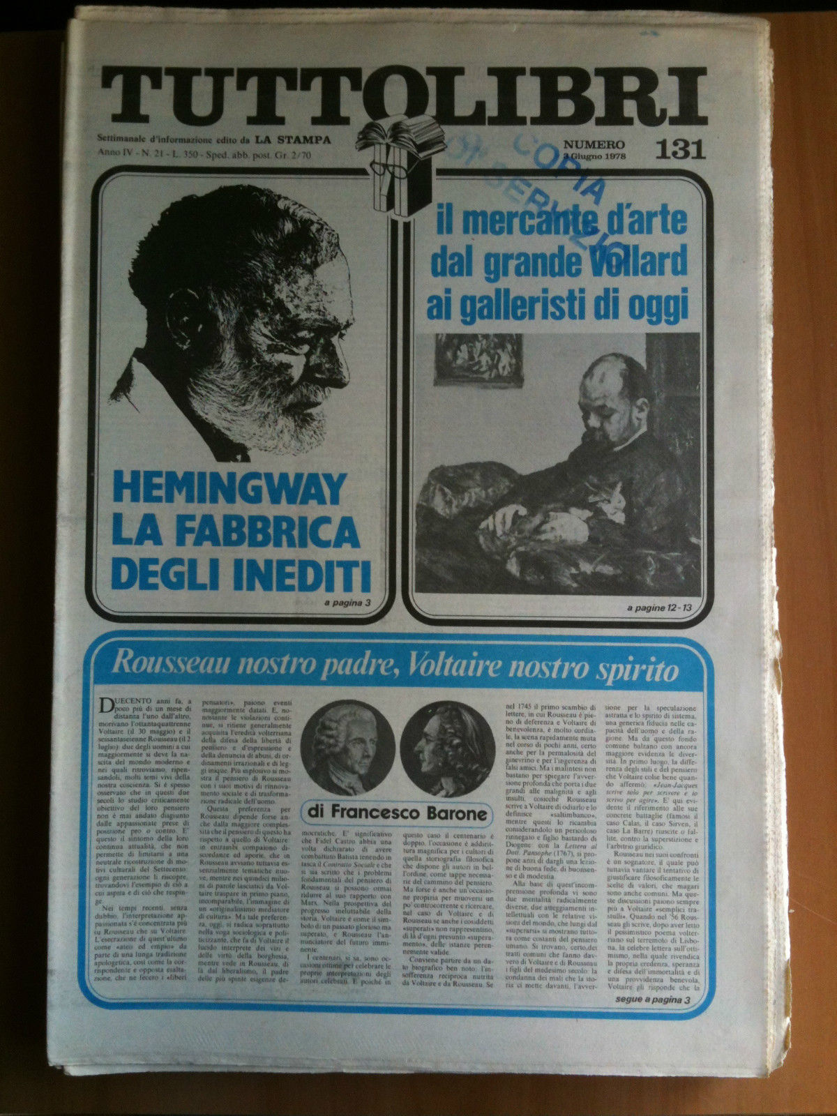 TUTTOLIBRI Anno IV n^ 131 - 3 Giugno 1978