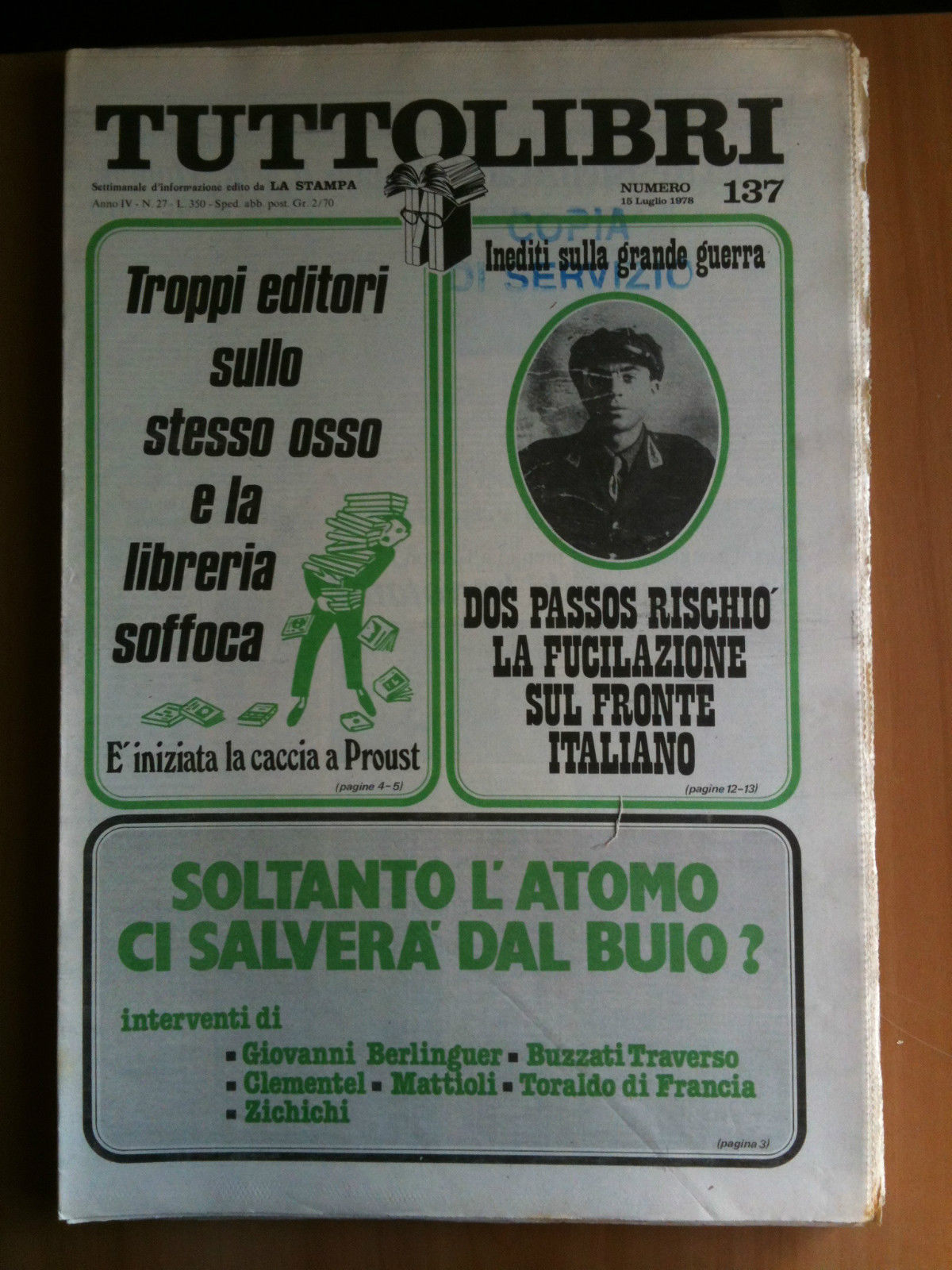 TUTTOLIBRI Anno IV n^ 137 - 15 Luglio 1978