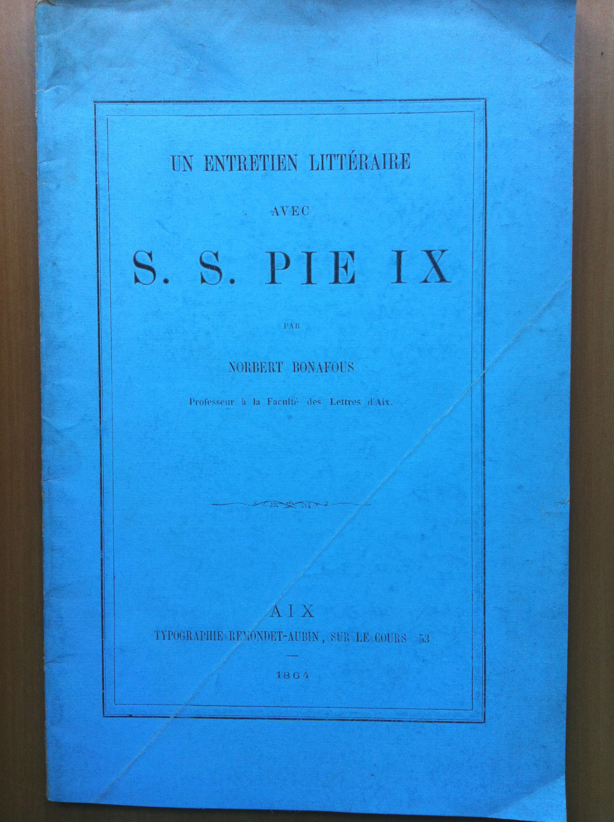 Un entretien littéraire avec S.S. Pie IX par Robert Bonafous …