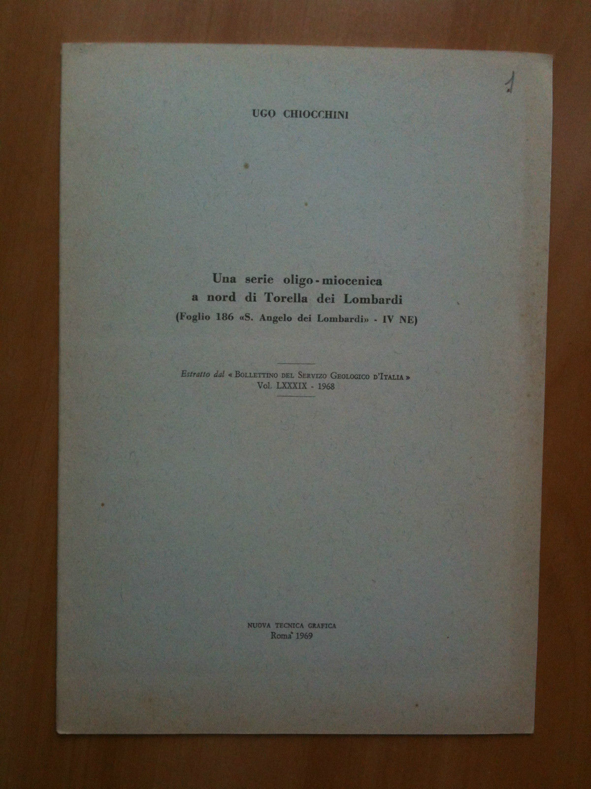 Una serie oligo-miocenica a nord di Torella dei Lombardi 1968