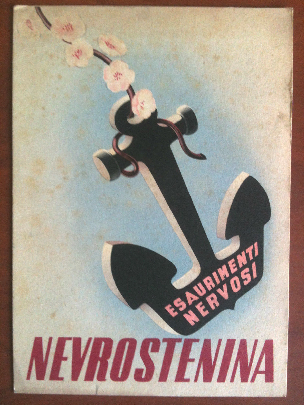 Volantino pubblicitario cartonato "Nevrostenina" 1939 Lab. Farm. A. Maliza-E8736