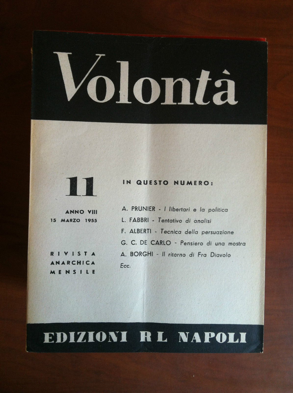 Volontà n^ 11 Anno VIII 15 Marzo 1955 Rivista Anarchica …