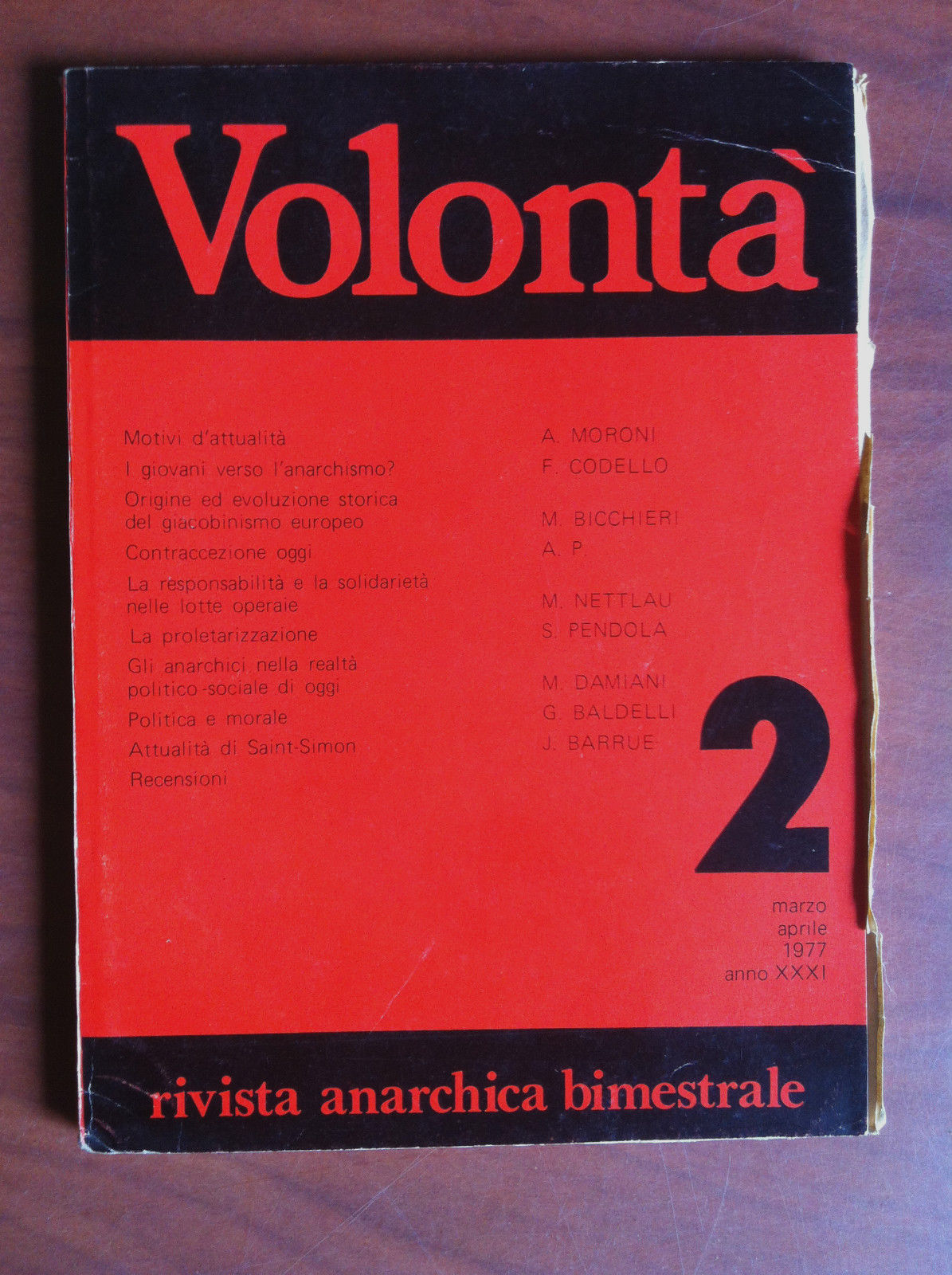 Volontà n^ 2 Marzo/Aprile 19787Rivista Anarchica - E11117