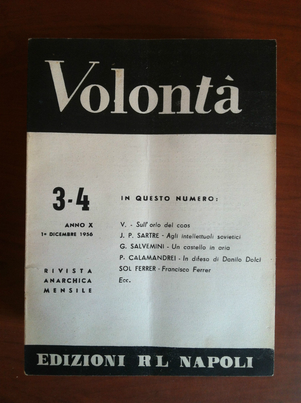 Volontà n^ 3-4 Anno X 1 Dicembre 1956 Rivista Anarchica …