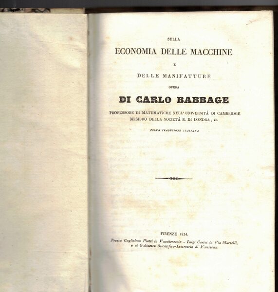 Sulla economia delle macchine e delle manifatture