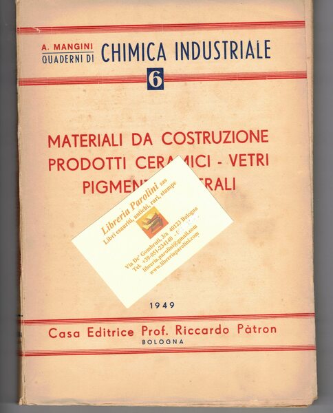 Materiali da costruzione. Prodotti ceramici. Vetri. Pigmenti minerali
