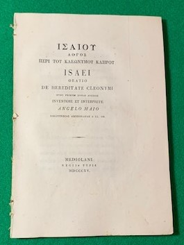 Isaiou logos peri tou Klenymou klerou. Isaei oratio de hereditate …