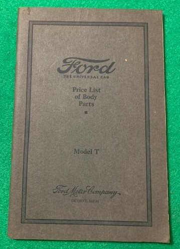 Ford The Universal Car, Price List of Body Parts, Model …