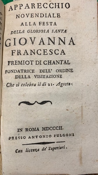 Apparecchio novediale alla festa della gloriosa Santa Giovanna Francesca Fremiot …