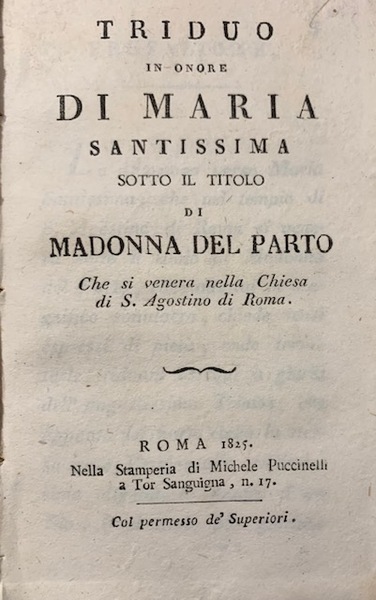 Triduo in onore di Maria Santissima sotto il titolo di …