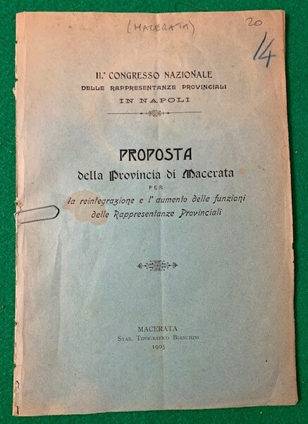 Proposta della Provincia di Macerata per la reintegrazione e l'aumento …