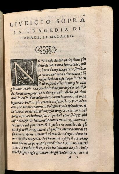 Giudicio sopra la Tragedia di Canace, et Macareo. Con molte …