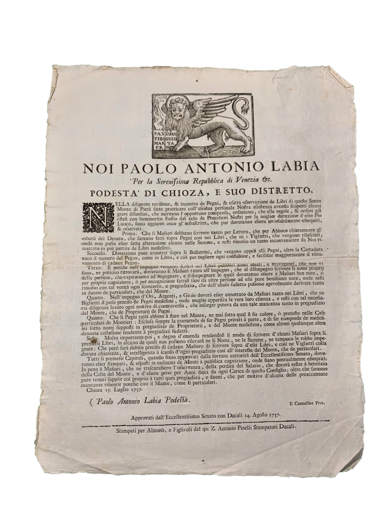 Noi Paolo Antonio Labia Per la Serenissima Repubblica di Venezia …