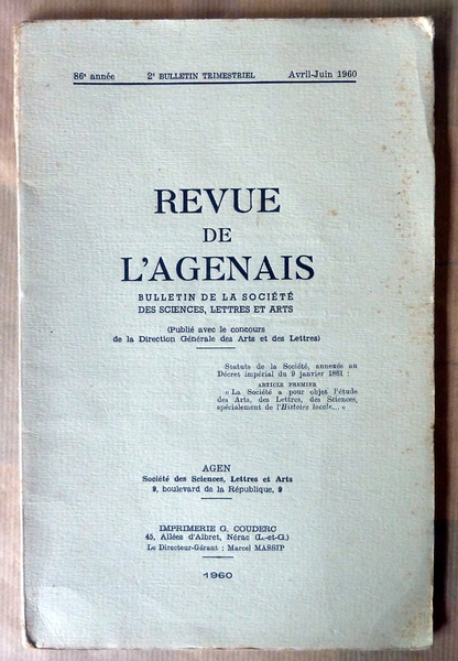 Revue de L'Agenais. Avril-juin 1960.