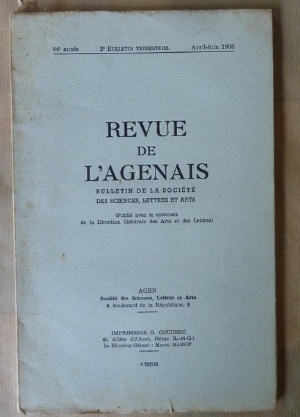 Revue de L'Agenais. Avril-juin 1958.