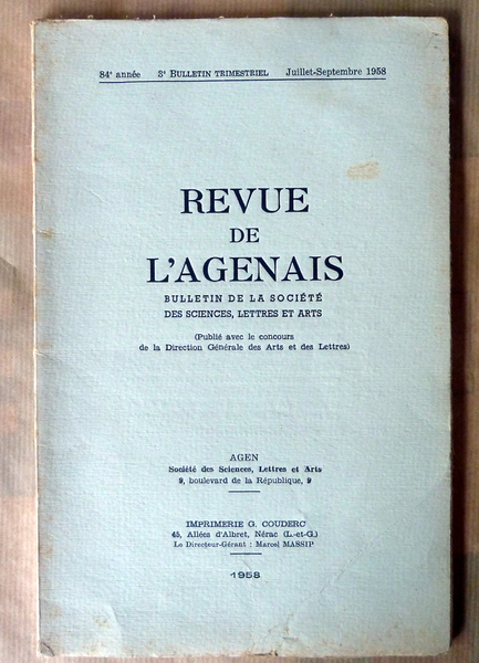 Revue de l'Agenais. Juillet-Septembre 1958.