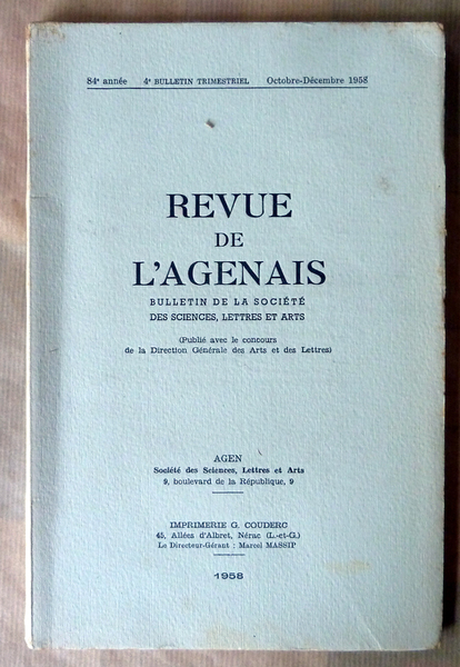 Revue de l'Agenais. Octobre-Décembre 1958.