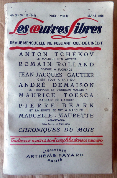 Les Oeuvres Libres. N°118 (344).