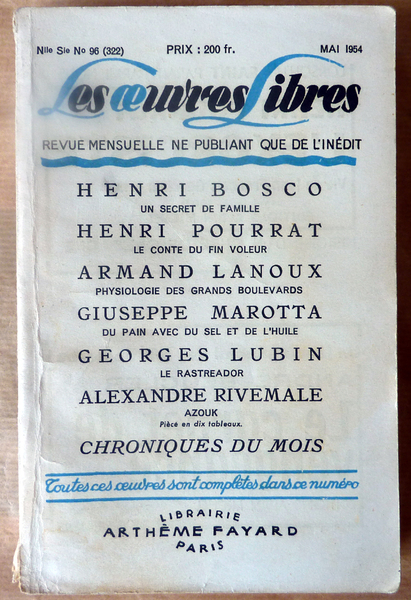Les Oeuvres Libres. N°96 (322); Mai 1954.
