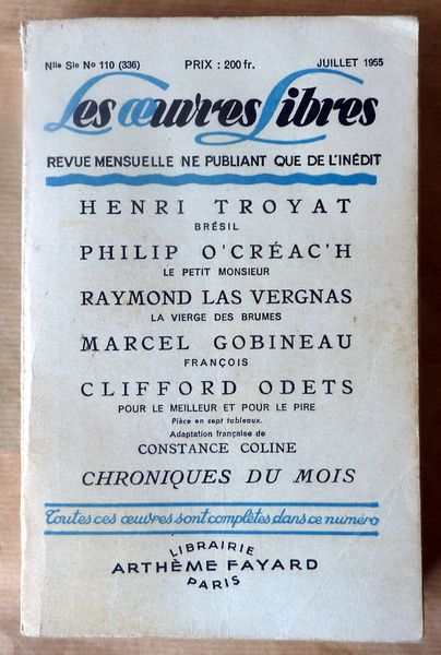 Les Oeuvres Libres N°110 (336) deJuillet 1955.