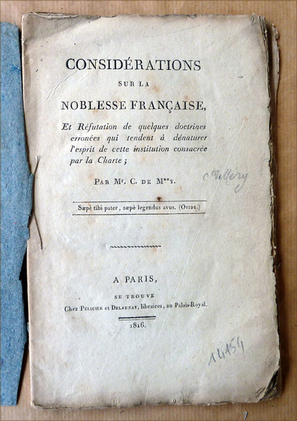 Considérations sur la Noblesse Française, et réfutation de quelques doctrines …