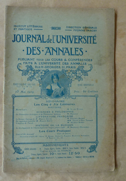 Journal de L'Université. Des Annales. 25 mai 1909.