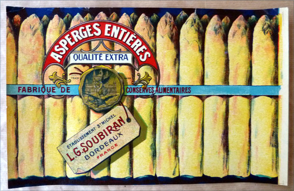 Une Chromolithographie "Asperges Entières. Qualité extra. Etablissement St. Miche. L.G. …