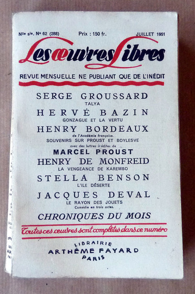 Les Oeuvres Libres. Juillet 1951.