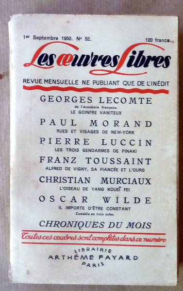 Les Oeuvres Libres. 1er septembre 1950.