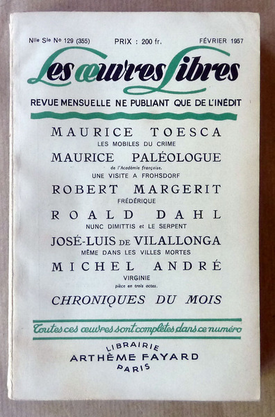 Les Oeuvres Libres. Février 1957.