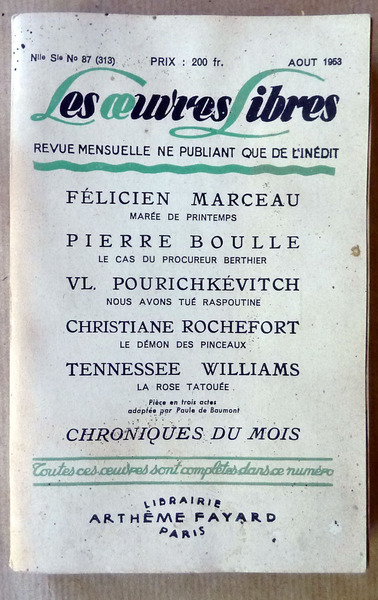 Les Oeuvres Libres. Août 1953.