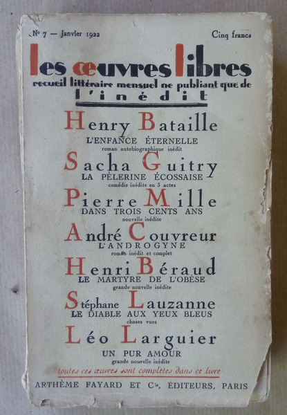 Les Oeuvres libres. N°7 Janvier 1922.