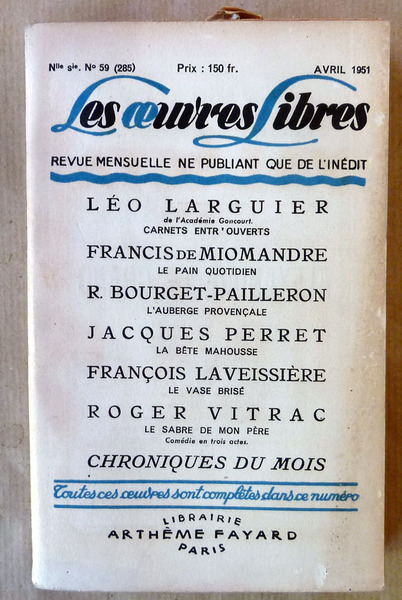 Les Oeuvres Libres. Avril 1951.