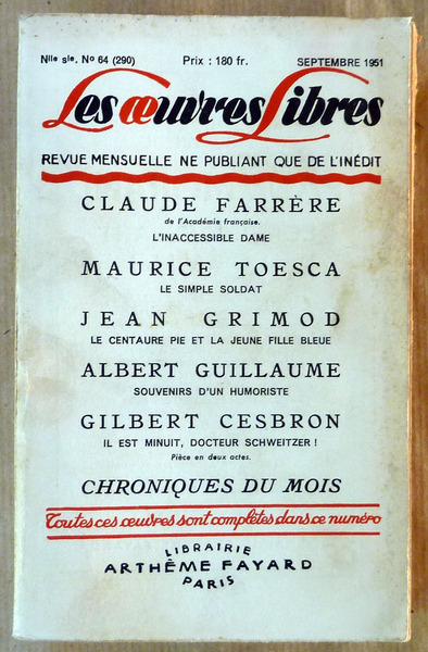 Les Oeuvres Libres. Septembre 1951.