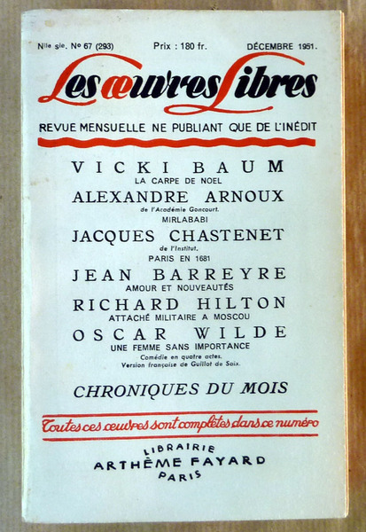 Les Oeuvres Libres. Décembre 1951.