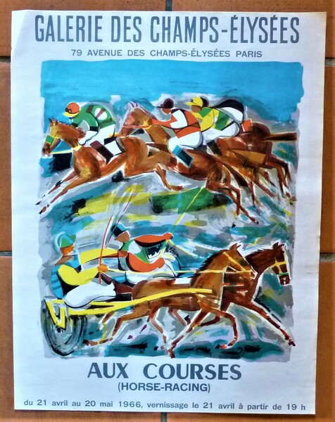 Une affiche éditée à l'occasion de l'exposition "Aux Courses-Horse Racing" …