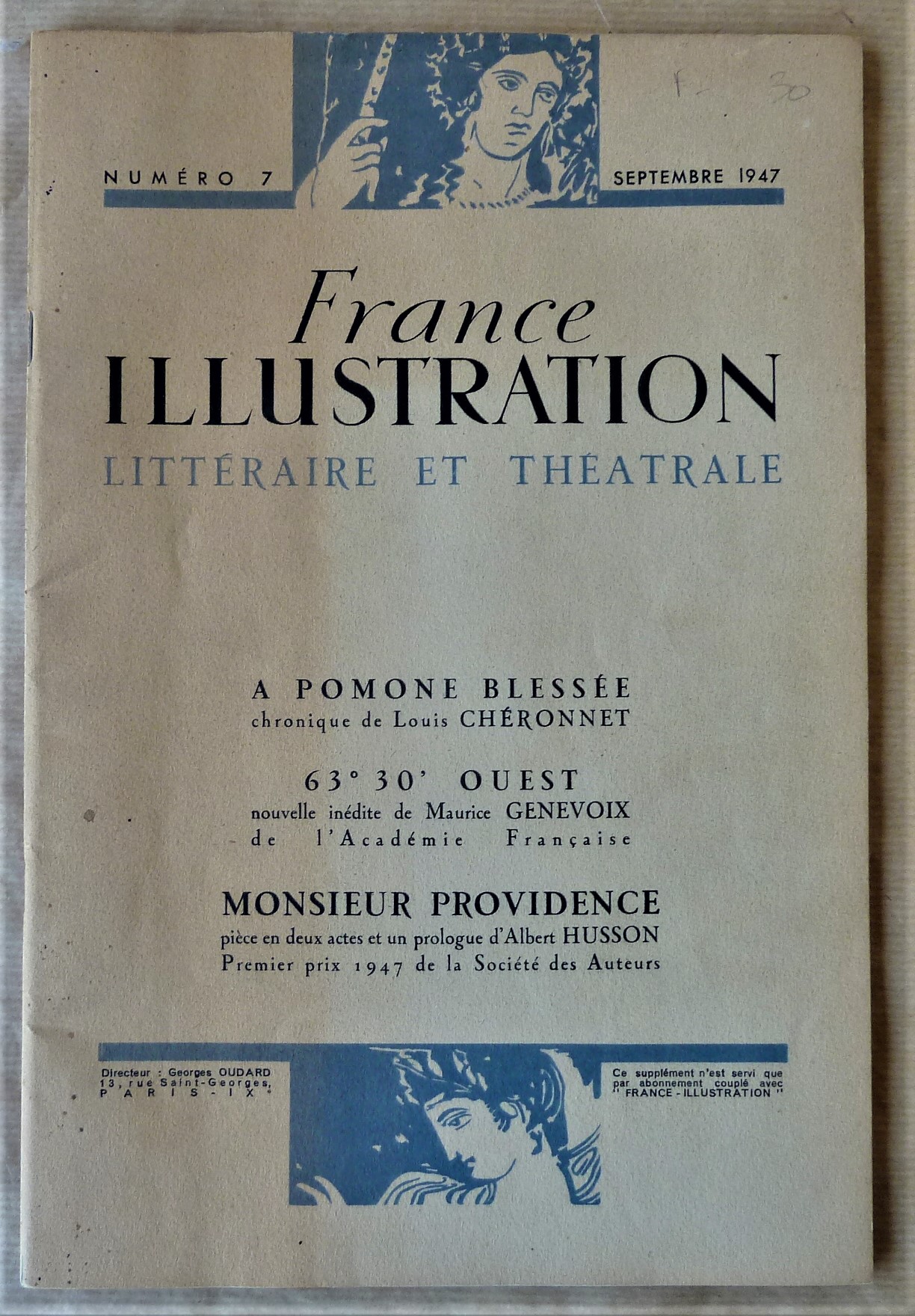 France-Illustration Littéraire et Théâtrale, Numéro 7 de septembre 1947.