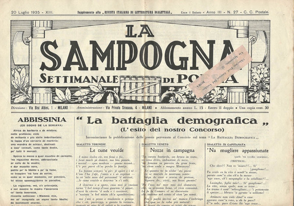 La Sampogna Anno III n. 27