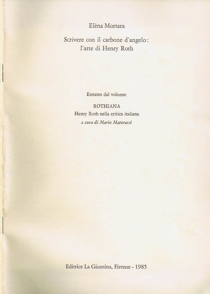 Scrivere con il Carbone d'Angelo: L'Arte di Henry Roth